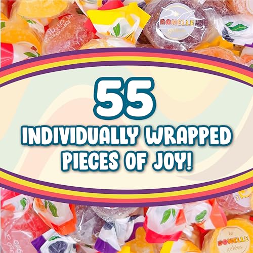 Bonelle Italian Jelly Christmas Candy Bulk - 1 Pound Assorted Christmas Candy Approx 55 Pieces Jelly Fruits Italian Candy Individually Wrapped - Christmas Gummy Candy - Holiday Candy for Festive Season - Mixed Fruit Jellys Candy
