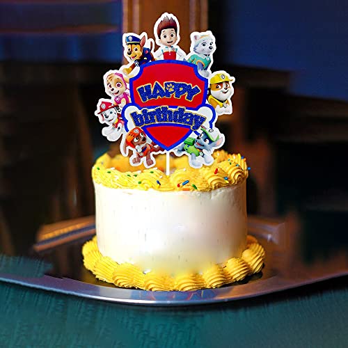 Dog Patrol Cake Toppers Puppy-themed Birthday Party Supplies Cartoon Paw Cake Topper Dog Cake Decorations for Children 2nd 3rd 4th 5th Birthday Party