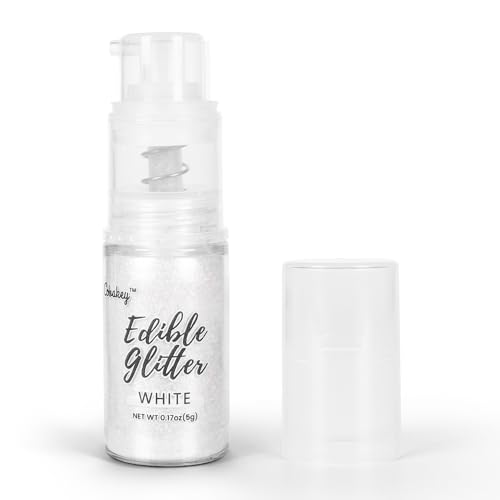 Shimmer White Edible Glitter Spray, 5g Edible Glitter for Cocktails, Cobakey Luster Dust Edible for Cake Decorating, Drinks, Baking, Chocolate, Strawberrie