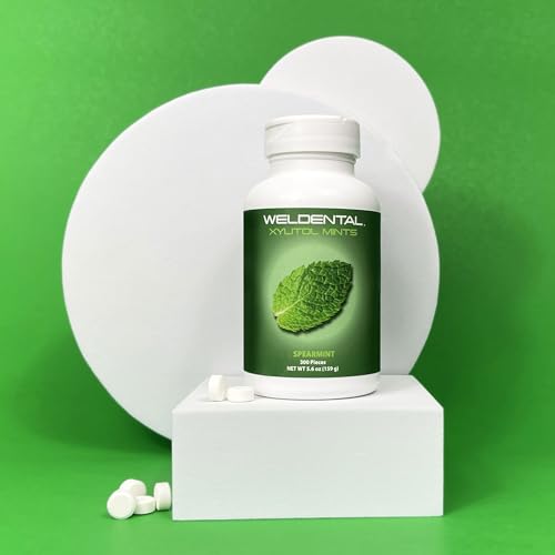 Weldental Xylitol Mints 300 Tablets, Spearmint Flavor, Xylitol Increases Saliva Production, Helps Moisten Dry Mouth