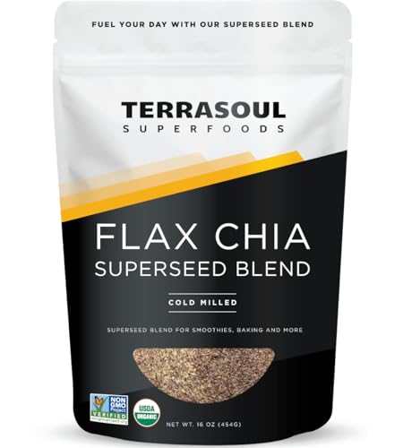 Terrasoul Superfoods Organic Flax Chia Blend, 16 oz - Superseed Boost for Energy & Wellness