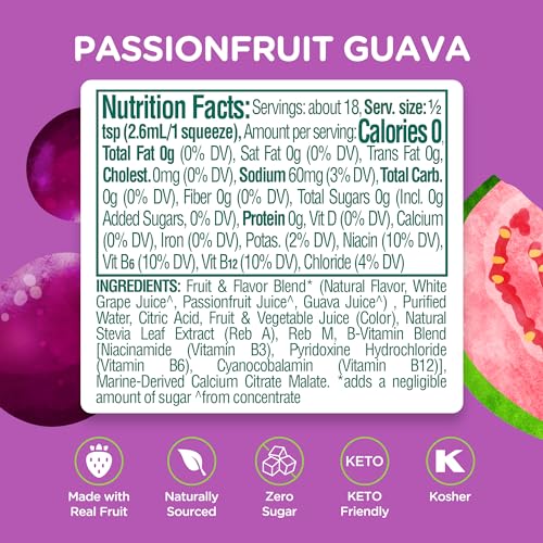 Stur Electrolyte Water Enhancer | Sweetened with Stevia | High in Vitamin C & Antioxidants | Sugar Free | Zero Calories | Keto | Vegan | 5 Bottles, Makes 90 Drinks (Passionfruit Guava)