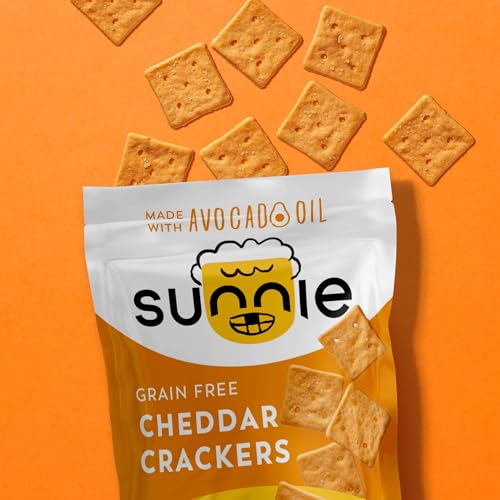 Sunnie Gluten Free Cheddar Crackers - Healthy Grain Free Crackers Made with Real Cheese - Snacks for Kids & Adults - Made with Avocado Oil - Low Calorie Snack - Individually Wrapped Snacks (9 oz - Pack of 3)