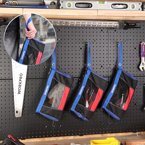 WORKPRO 12" Zipper Tool Pouches, Heavy-Duty Utility Bag
