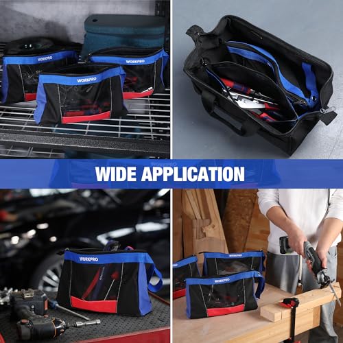 WORKPRO 12" Zipper Tool Pouches, Heavy-Duty Utility Bag