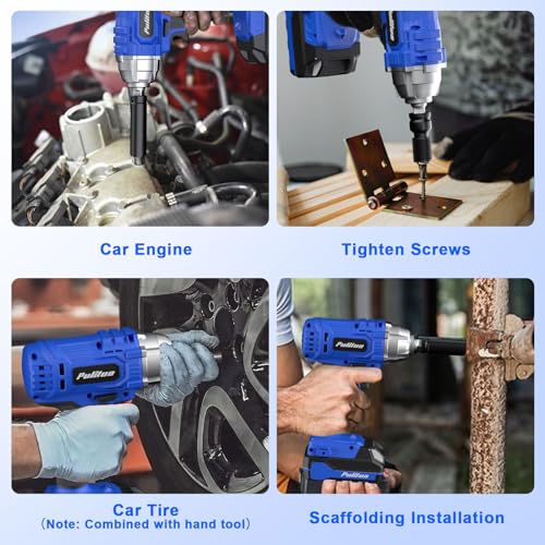 PULITUO Cordless Impact Wrench 20V High Torque Kit