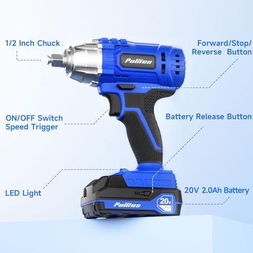 PULITUO Cordless Impact Wrench 20V High Torque Kit