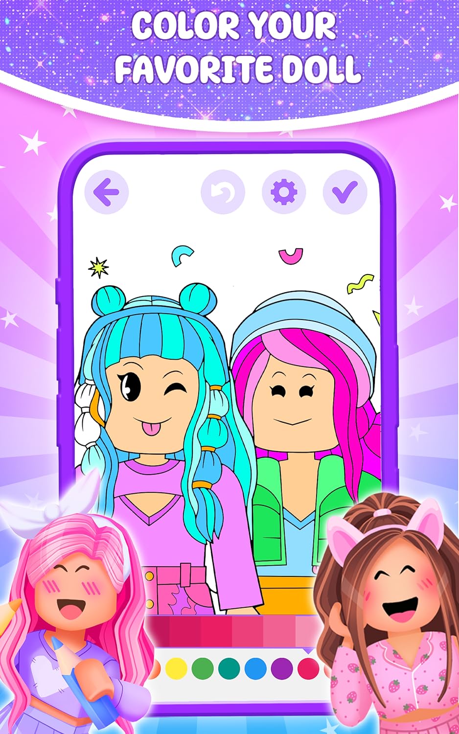 Square Doll Coloring Book For Girls