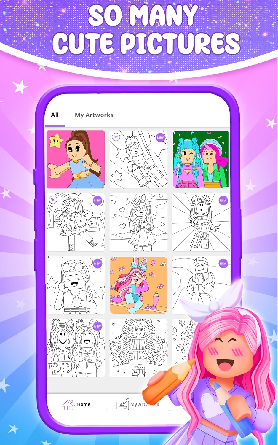 Square Doll Coloring Book For Girls