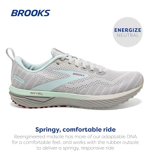 Brooks Women’s Revel 6 Neutral Running Shoe - Oyster Mushroom/Alloy/Blue - 8.5 Medium