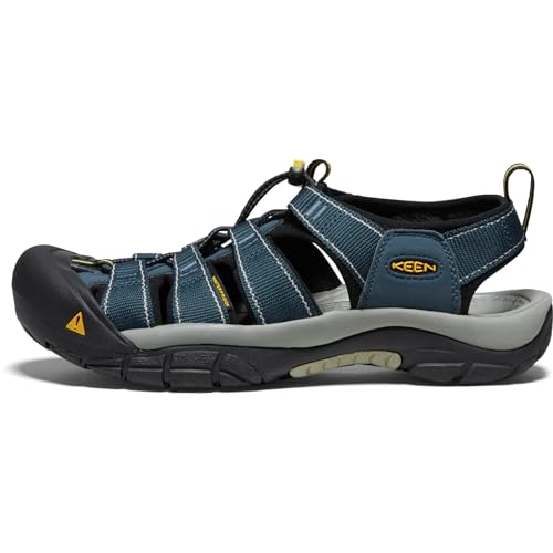 KEEN men's Newport H2 Closed Toe Water Sandals, Navy/Medium Grey, 12