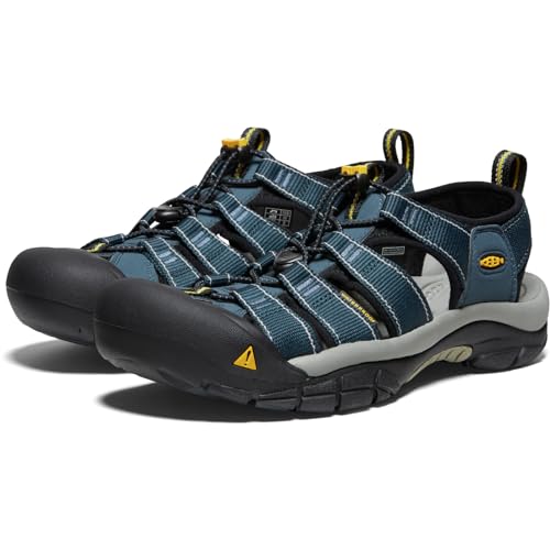 KEEN men's Newport H2 Closed Toe Water Sandals, Navy/Medium Grey, 12