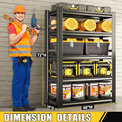 Heavy Duty 48" W Garage Shelving Unit, Adjustable