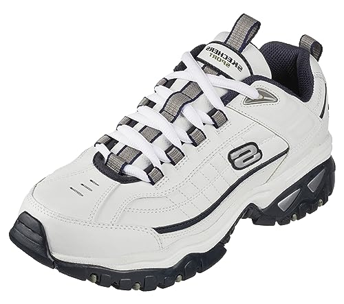 Skechers Men's Energy Afterburn Lace-Up Sneaker, White/Navy, 11