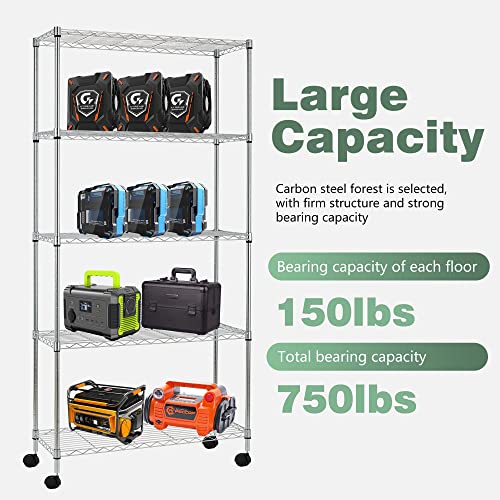 Heavy Duty 5-Tier Wire Shelving Unit for Garage