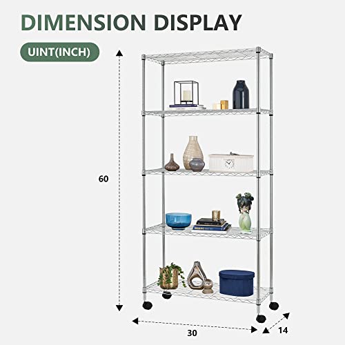 Heavy Duty 5-Tier Wire Shelving Unit for Garage