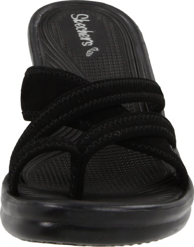 Skechers Cali Women's Rumblers-Beautiful People Wedge Sandal,Black,9 M US