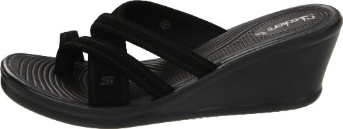 Skechers Cali Women's Rumblers-Beautiful People Wedge Sandal,Black,9 M US