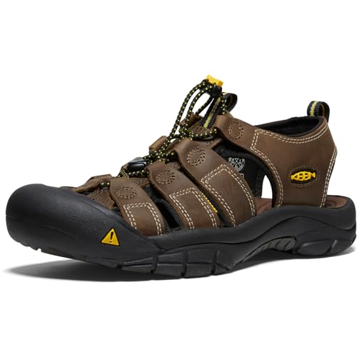 KEEN men's Newport Closed Toe Leather Sandals, 10, Bison