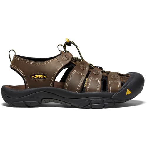 KEEN men's Newport Closed Toe Leather Sandals, 10, Bison
