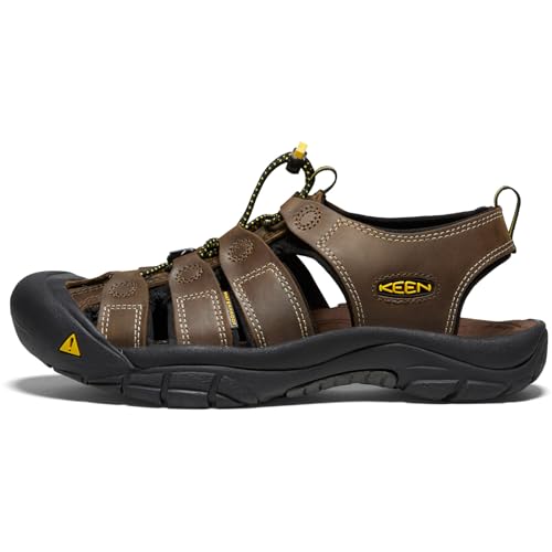 KEEN men's Newport Closed Toe Leather Sandals, 10, Bison