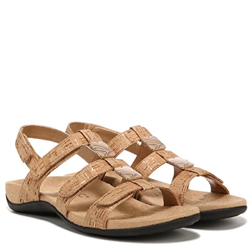 Vionic Amber - Women's Adjustable Slide Sandal - Orthaheel Gold Cork - 8 Wide