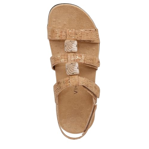 Vionic Amber - Women's Adjustable Slide Sandal - Orthaheel Gold Cork - 8 Wide