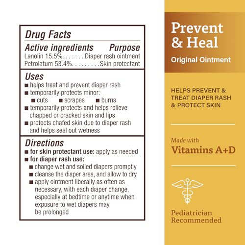 A+D Original Diaper Rash Ointment, Prevents & Protects Diaper Rash, Moisturizes & Heals Dry Skin With Vitamins A&D, 16oz Jar
