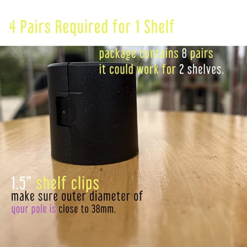 8 Pair Solid Plastic Shelf Pole Lock Clips