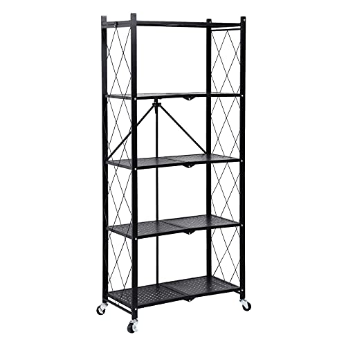 Foldable 5-Tier Metal Rack Shelving Unit for Garage
