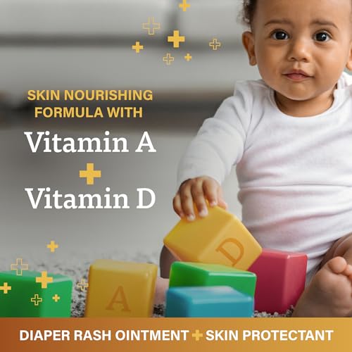 A+D Original Diaper Rash Ointment Prevents & Treats Diaper Rash, Moisturizing Skin Protectant with Vitamins A & D, Healing Skin Ointment for Dry and Cracked Skin 4oz 2 Pack
