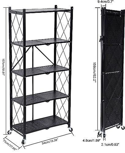 Foldable 5-Tier Metal Rack Shelving Unit for Garage
