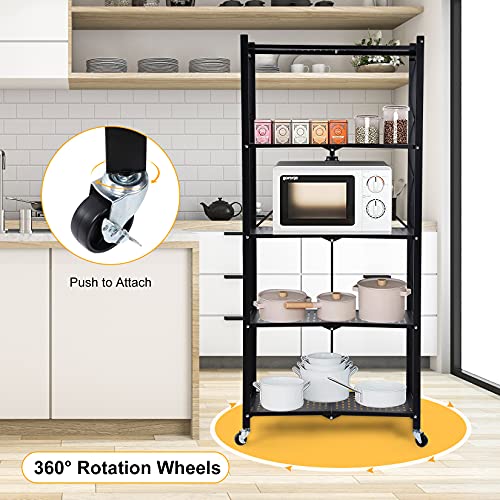 Foldable 5-Tier Metal Rack Shelving Unit for Garage