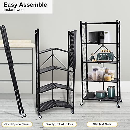 Foldable 5-Tier Metal Rack Shelving Unit for Garage