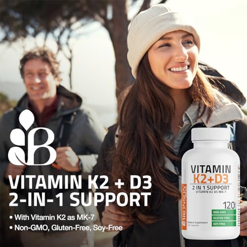 Bronson Vitamin K2 (MK7) with D3 Supplement Non-GMO Formula 5000 IU Vitamin D3 & 90 mcg Vitamin K2 MK-7 Easy to Swallow Vitamin D & K Complex, 360 Capsules