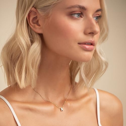 GIFT4U Gold Initial Necklace for Women - 18K Gold Filled D Initial Necklace Dainty Initial Letter Necklace Cut Monogram Name Necklace Gold Jewelry Necklace for Teen Girls Gifts