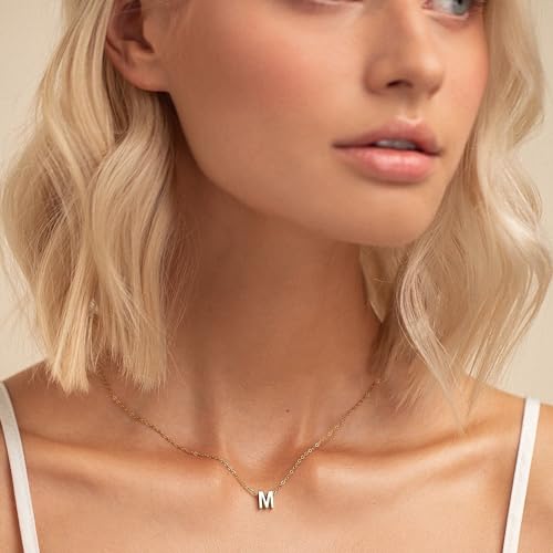 GIFT4U Gold Initial Necklace for Women - 18K Gold Filled D Initial Necklace Dainty Initial Letter Necklace Cut Monogram Name Necklace Gold Jewelry Necklace for Teen Girls Gifts