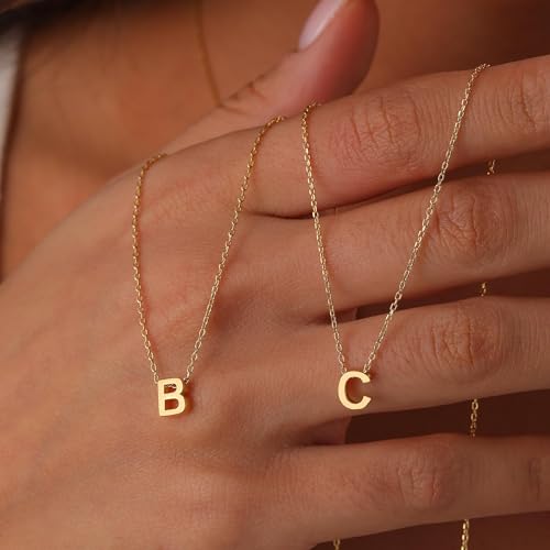 GIFT4U Gold Initial Necklace for Women - 18K Gold Filled D Initial Necklace Dainty Initial Letter Necklace Cut Monogram Name Necklace Gold Jewelry Necklace for Teen Girls Gifts