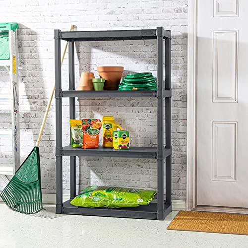 Sterilite 4-Shelf Durable Plastic Shelving Unit, Gray, 2-Pack