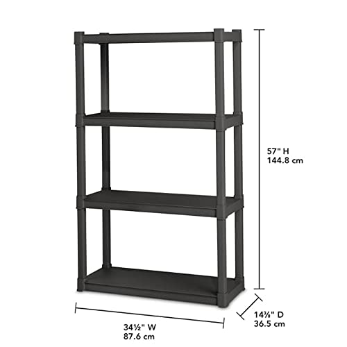Sterilite 4-Shelf Durable Plastic Shelving Unit, Gray, 2-Pack