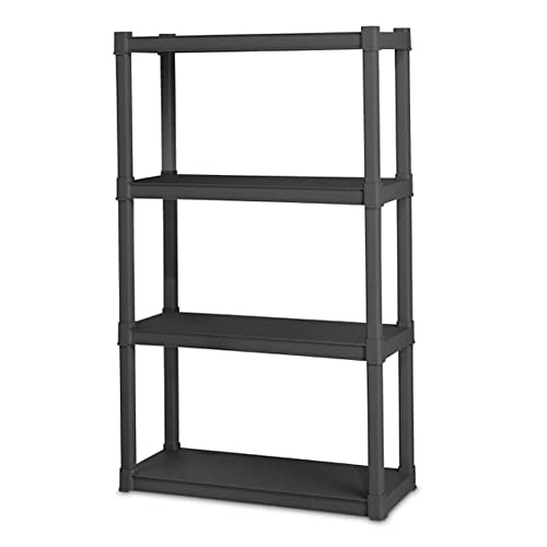 Sterilite 4-Shelf Durable Plastic Shelving Unit, Gray, 2-Pack
