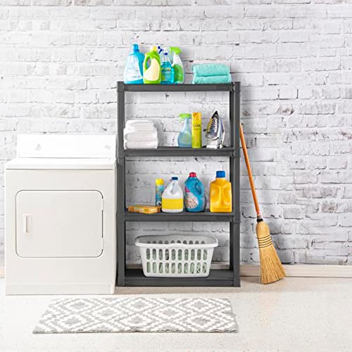 Sterilite 4-Shelf Durable Plastic Shelving Unit, Gray, 2-Pack