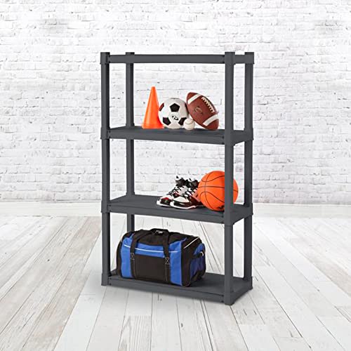 Sterilite 4-Shelf Durable Plastic Shelving Unit, Gray, 2-Pack