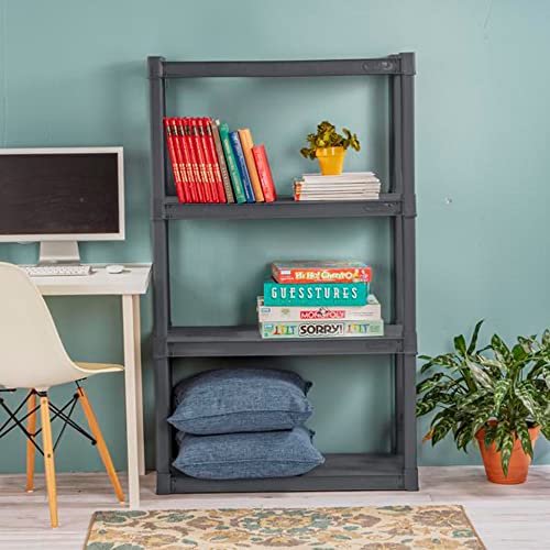 Sterilite 4-Shelf Durable Plastic Shelving Unit, Gray, 2-Pack