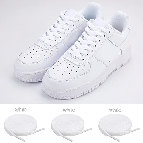 ZHENTOR 3 Pair Flat Shoe Laces for Sneakers, Shoelaces for Sneakers Athletic Running Shoes Boot Strings (D-white(3 pairs), 35 inches)