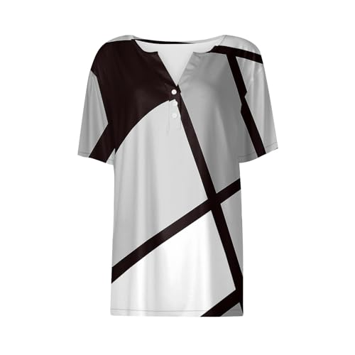 A Mazon Com, Summer Tops for Women 2024 Trendy Short Sleeve Dressy Casual Blouses Womans Tops Button V Neck Boho T-Shirts Plus Size Tunics Graphic Tees Shirts(D Light Gray,3X-Large)