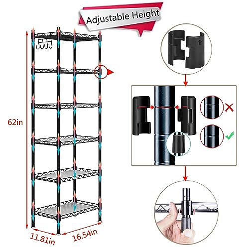 6 Tier Metal Storage Rack Shelving Unit Organizer