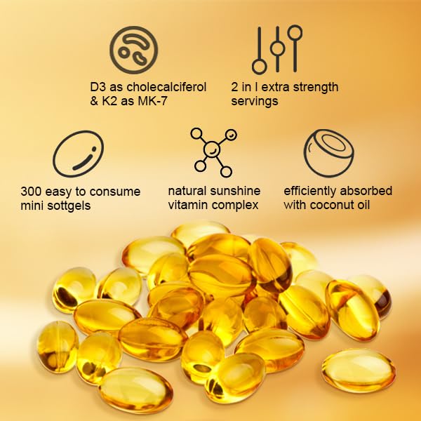 Vitamin D3 K2,K2 D3,Supplement Softgel,10000 IU VIT D3 + 200 MCG Vitamin K2,microingredients vitamin d3 k2,k2 d3 vitamin supplement,micro ingredients vitamin d3 k2,300 Pcs.