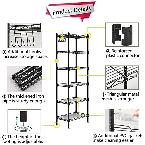 6 Tier Metal Storage Rack Shelving Unit Organizer