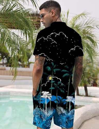 Goodstoworld Mens Romper Adult Male Men Overalls Jumper Man Bro Guys 3D Graphic Hawaiian Tropical Jumpsuit Printed Pant Rave Outfits Shirt Zipper Cargo Slim Fit One Piece with Pocket